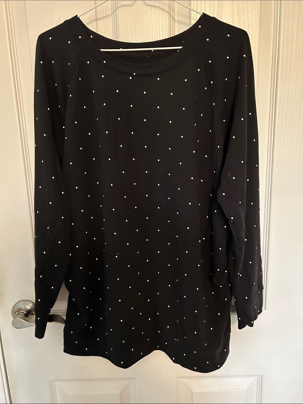 Maternity Black Long-Sleeve Polka Dot Women's tshirt